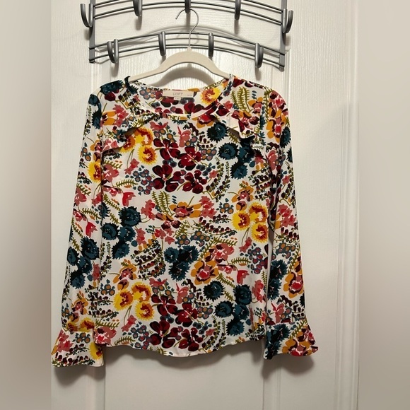 LOFT Floral Blouse women’s SP petite small colorful floral pullover long sleeve - Picture 1 of 1